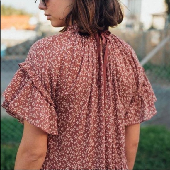 Ulla Johnson Clay Doris Dress Tiered Ruffle Vine Floral Print Size 2 - Picture 3 of 16